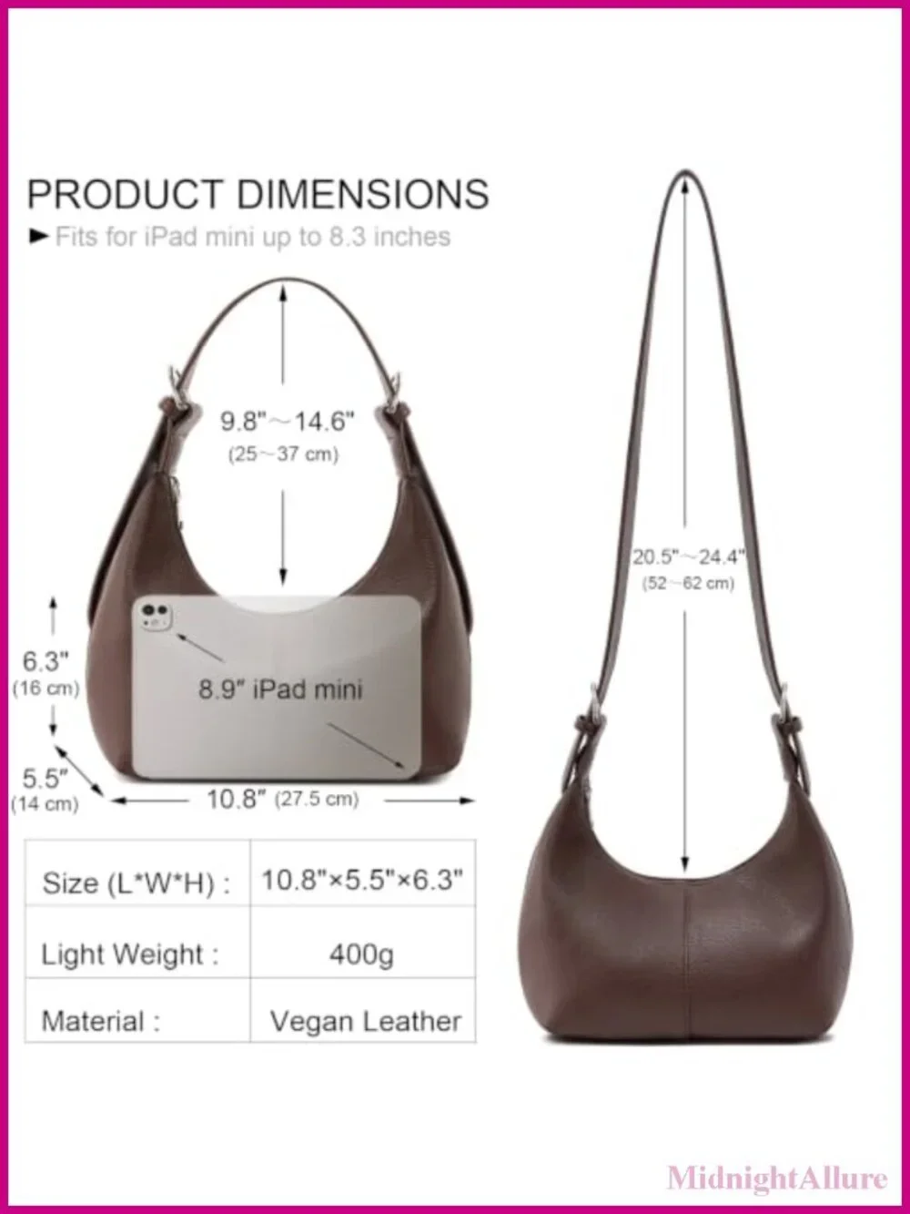 PU Leather Hobo Shoulder Bag Slouchy Crossbody Purse 2 Straps
